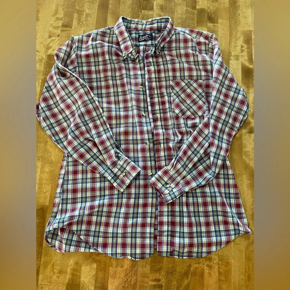 LEVI’S Plaid Button Up Men’s Shirt Tapered Fit XL Red Navy Yellow Vintage - Picture 3 of 12